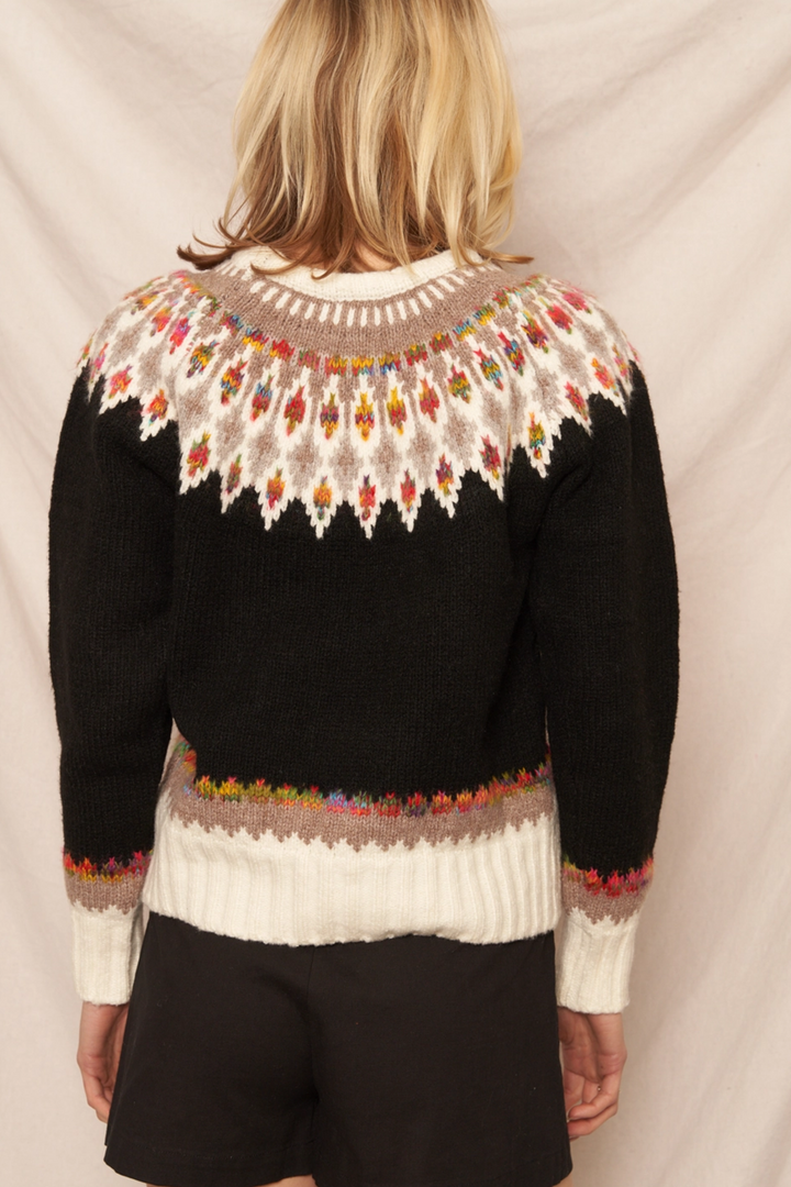 Fern & Feather Pattern Knit Sweater