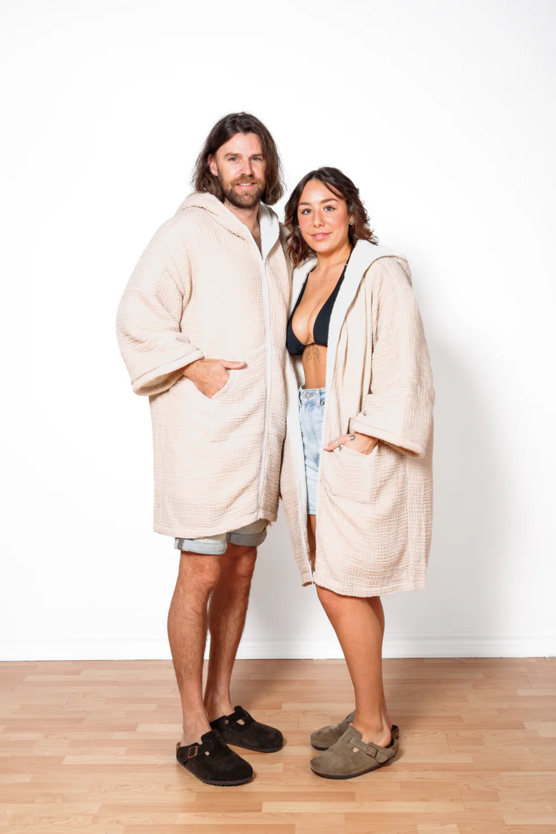 THE POLAR | Unisex Fleece-lined Muslin Zip Poncho