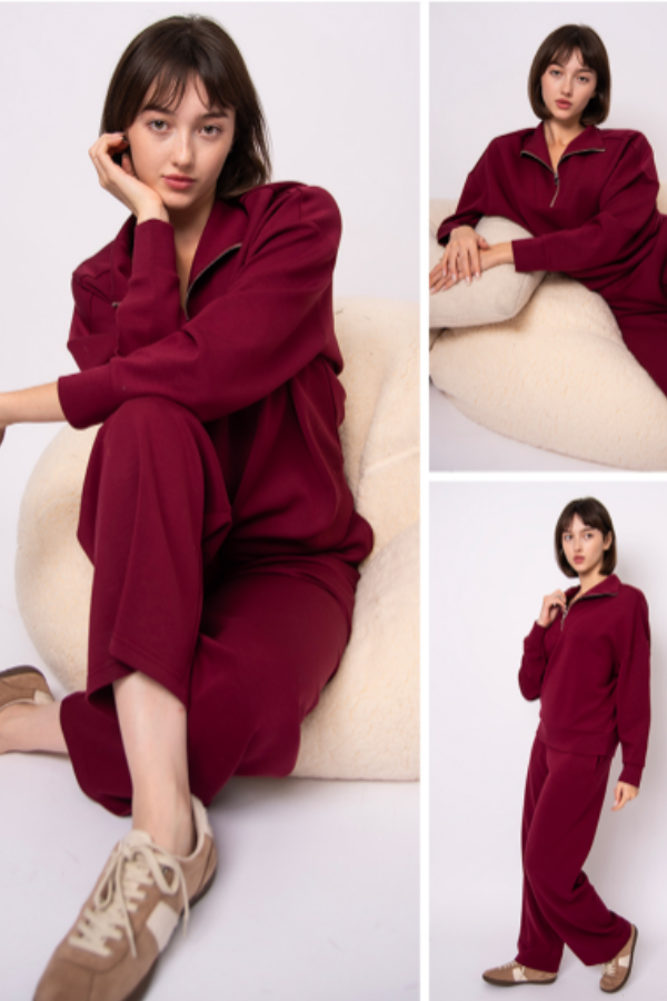 Seanni Half Zip Soft Knit Scuba Pullover | Oxblood