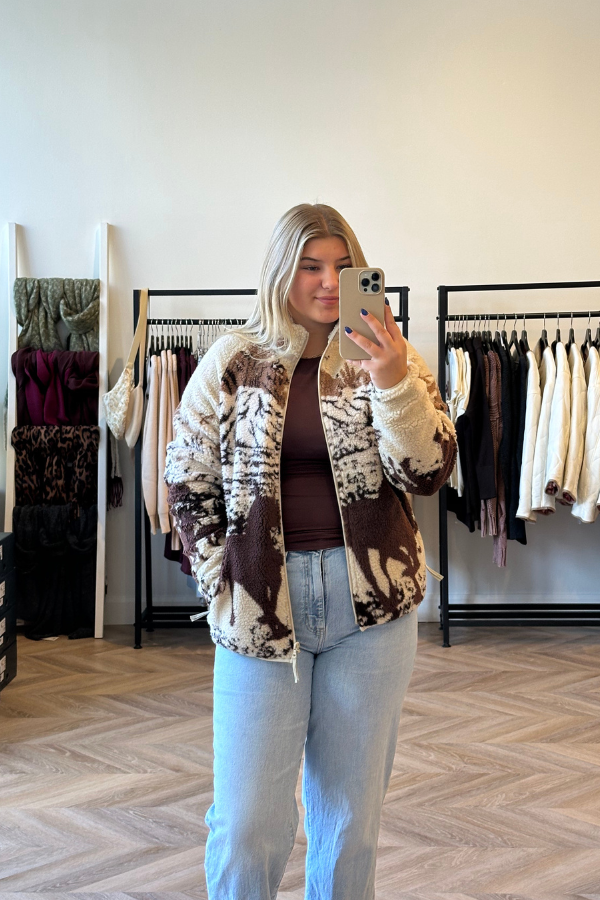 Unisex Printed Sherpa Fleece