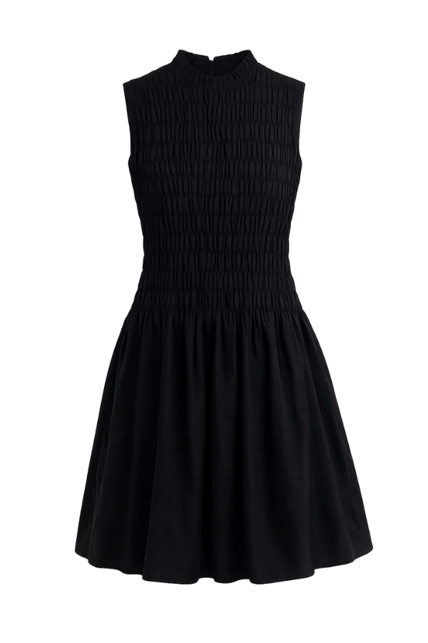 Prim | Structured Sleeveless Ruched Mini Cocktail Dress In Black