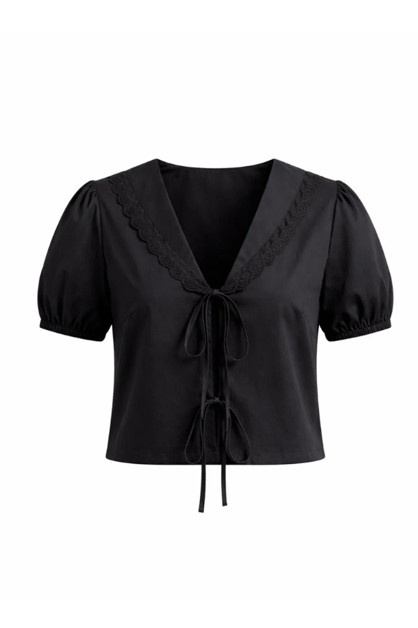 Vivi | Cotton Poplin Tie Front Top