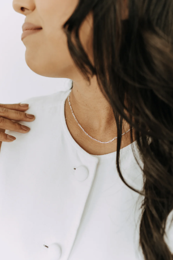 Petite Paperclip Necklace | Sterling Silver 16"