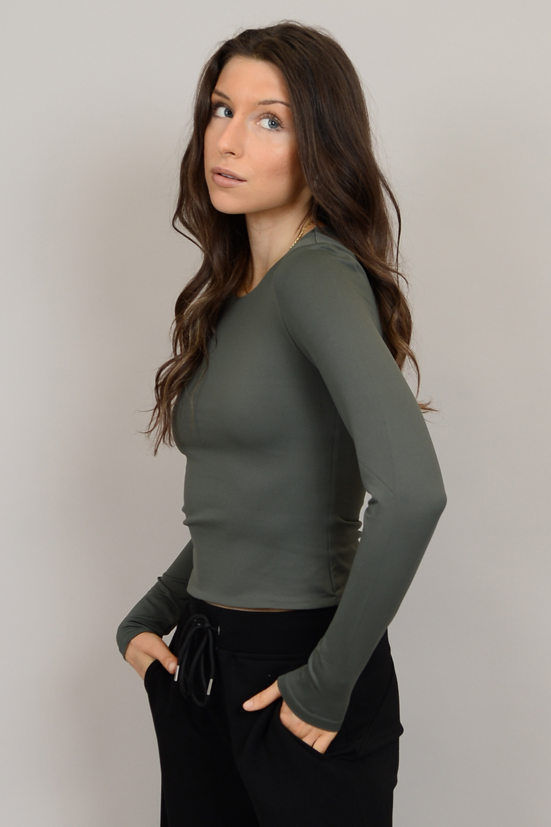 ROXI LONG SLEEVE SECOND SKIN TOP | DARK IVY