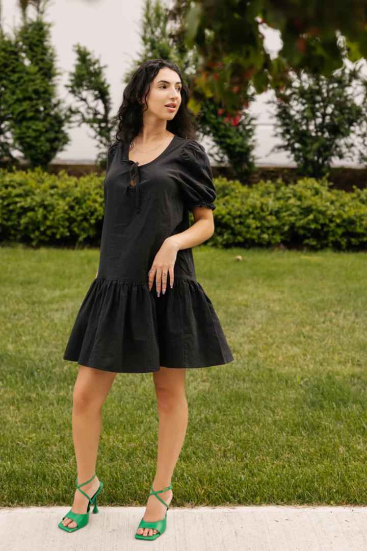 AMBER PUFF SLEEVE MINI DRESS | MIDNIGHT BLACK