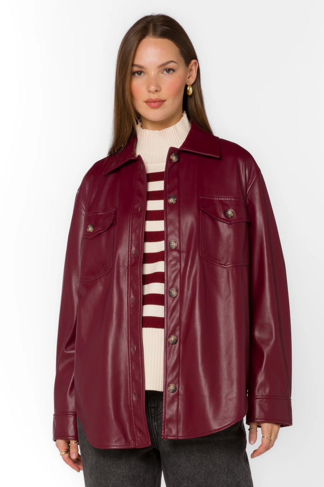 Eleanor Leather Jacket | Red Sangria