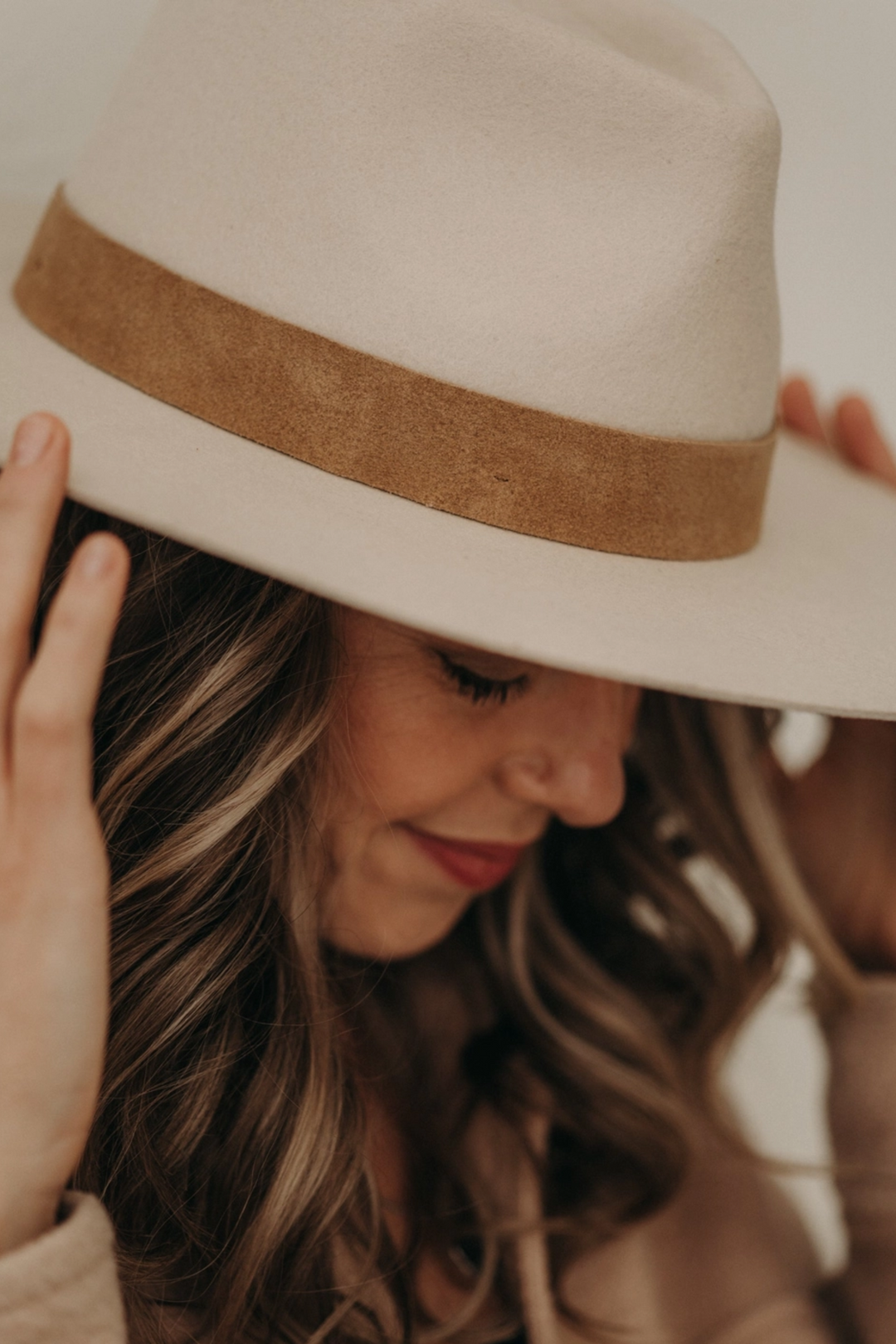 Hallie | Wide Brim Rancher Fedora Hat | Bone