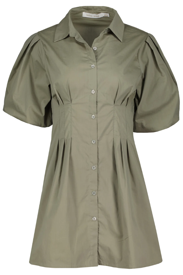 Jacqueline Bubble Sleeve Dress | Olive