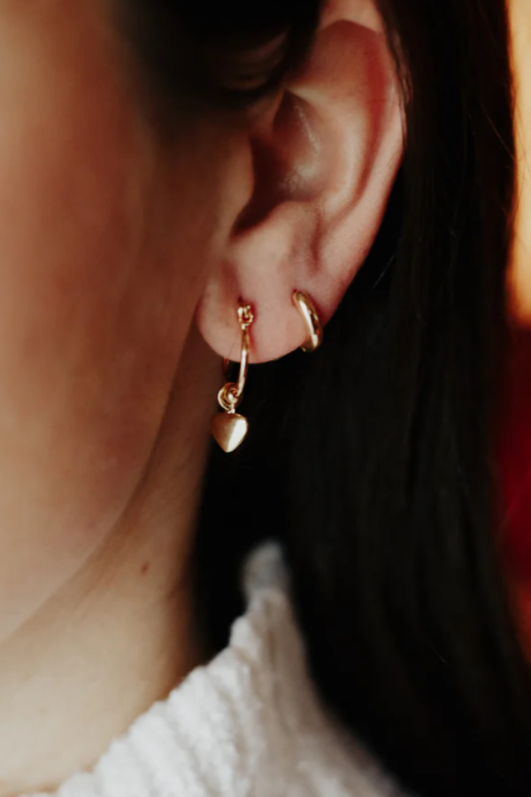 Heart Charm Hoops