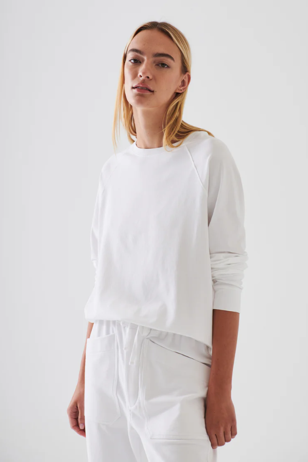 Pima Cotton Stretch Oversized Sweatshirt | White