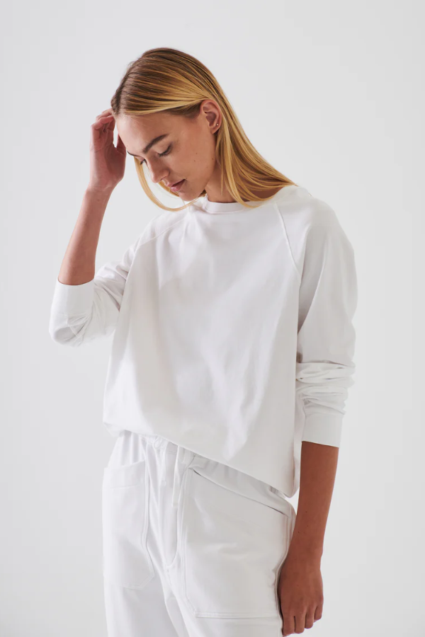 Pima Cotton Stretch Oversized Sweatshirt | White