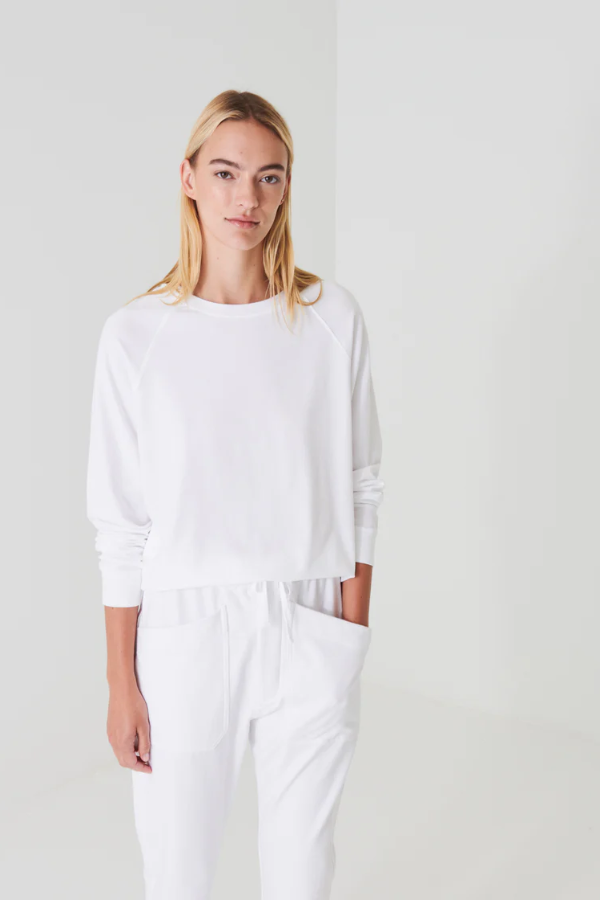 Pima Cotton Stretch Oversized Sweatshirt | White