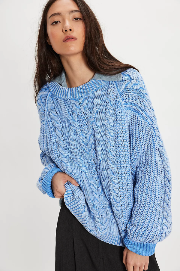 Frankie Cable Sweater | Della Robbia Blue
