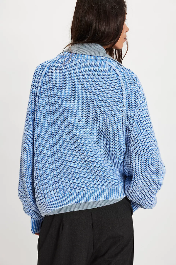 Frankie Cable Sweater | Della Robbia Blue