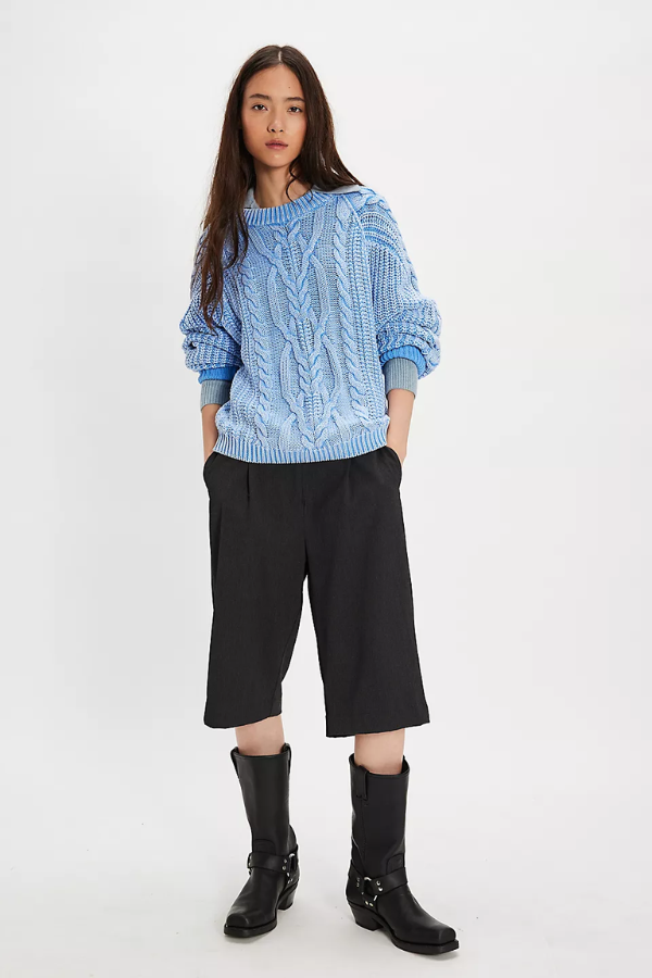 Frankie Cable Sweater | Della Robbia Blue