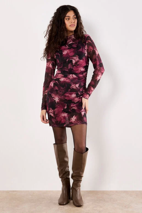 Floral Midi Mesh Dress