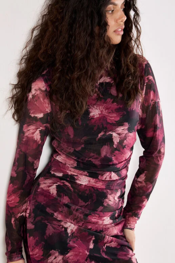Floral Midi Mesh Dress