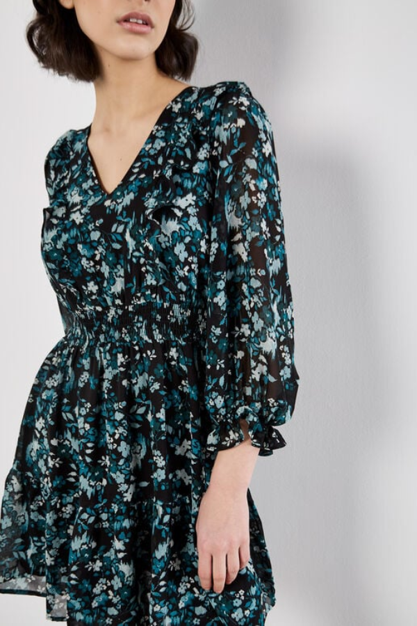 Floral Chiffon Ruffle Dress