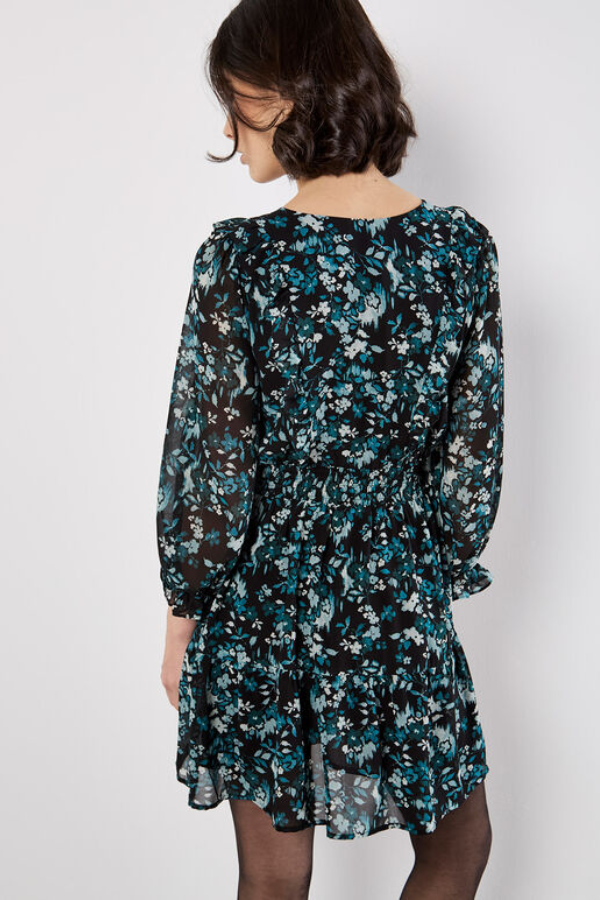 Floral Chiffon Ruffle Dress