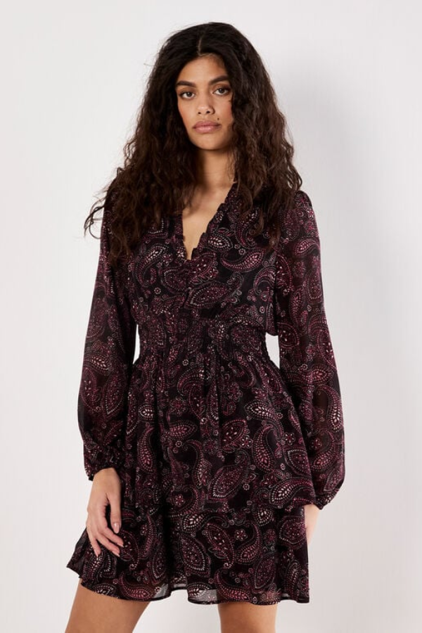 Paisley Mini Ruffle Dress
