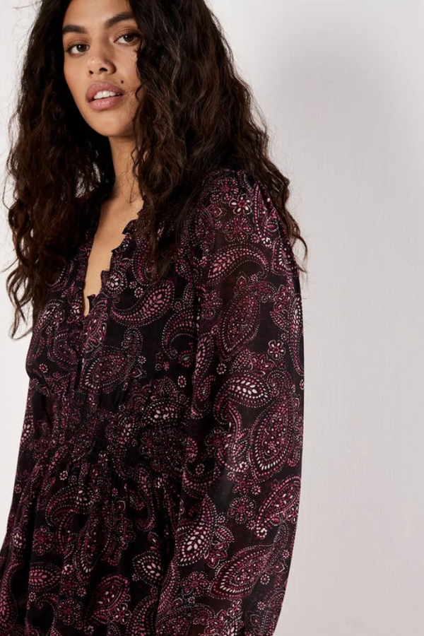 Paisley Mini Ruffle Dress