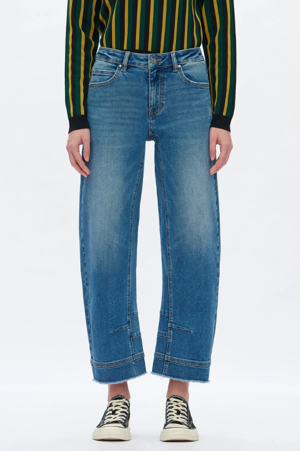 Bayeas Mid Rise Barrel Leg Jeans