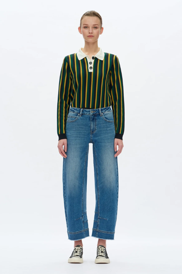 Bayeas Mid Rise Barrel Leg Jeans