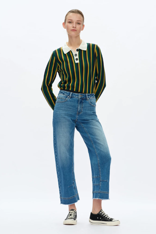 Bayeas Mid Rise Barrel Leg Jeans