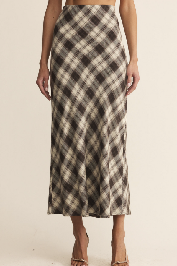 Europa Plaid Midi Skirt
