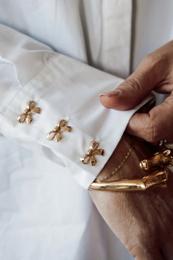 Poplin Bow Button Up Shirt