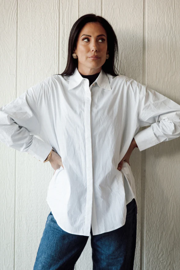 Poplin Bow Button Up Shirt