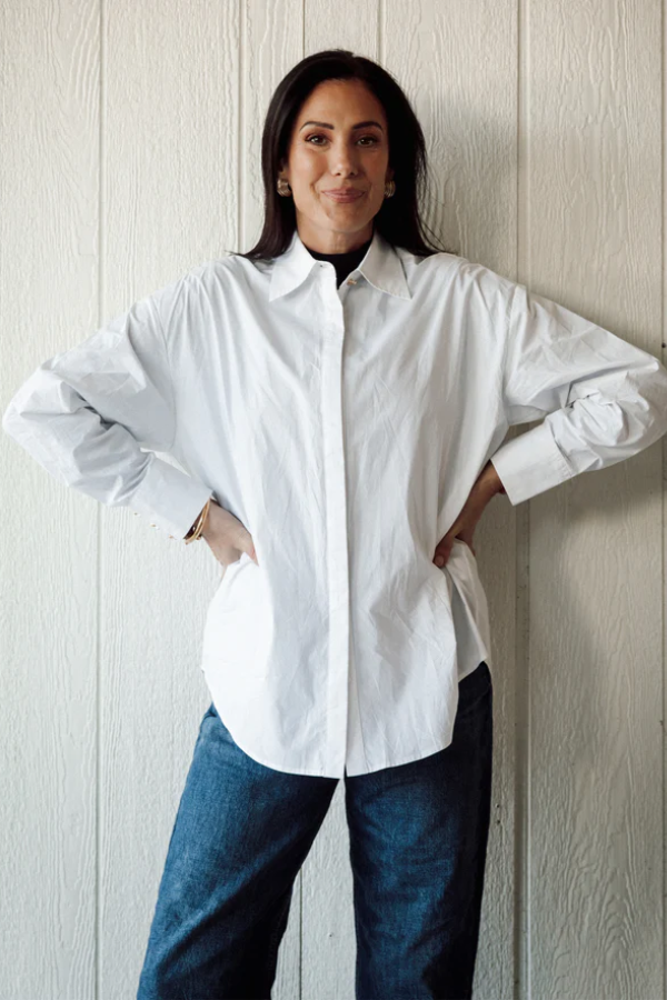 Poplin Bow Button Up Shirt