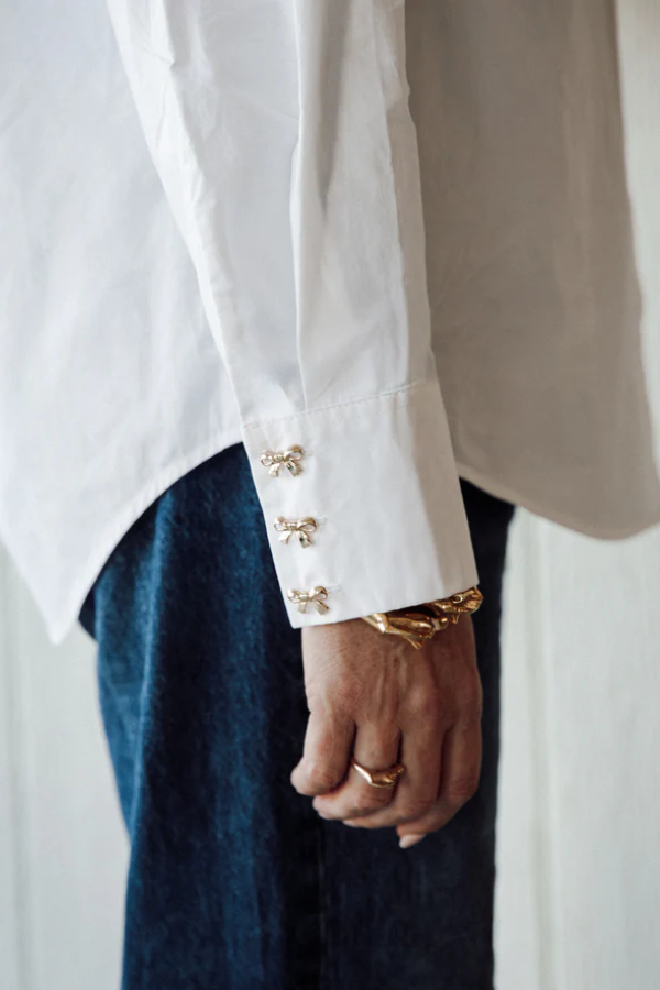 Poplin Bow Button Up Shirt