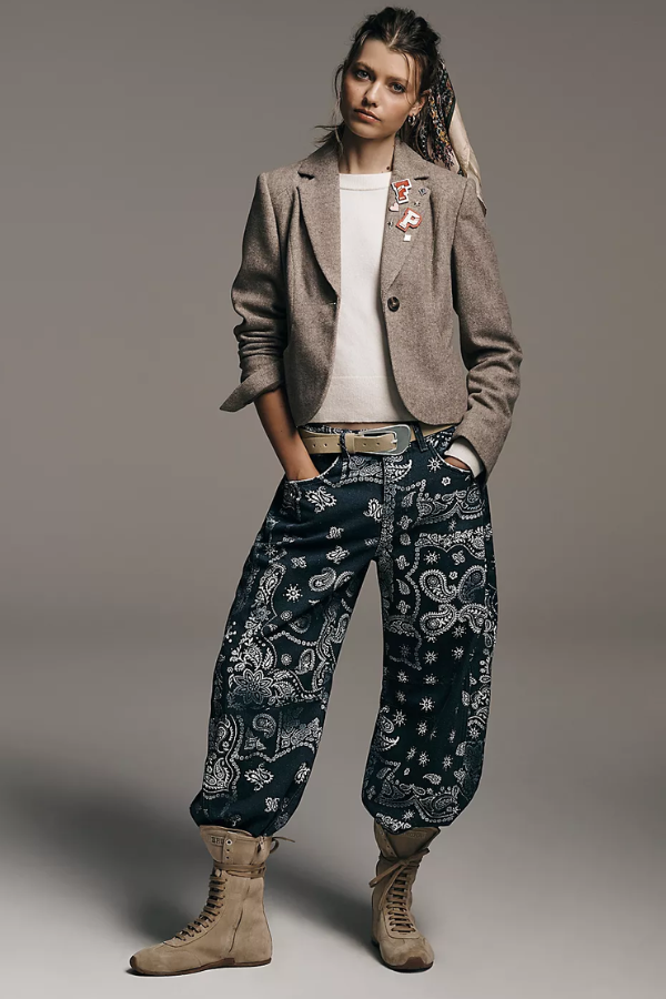 We The Free Good Luck Printed Barrel Jeans