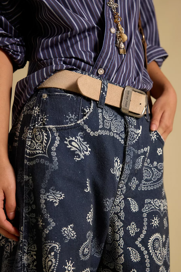 We The Free Good Luck Printed Barrel Jeans