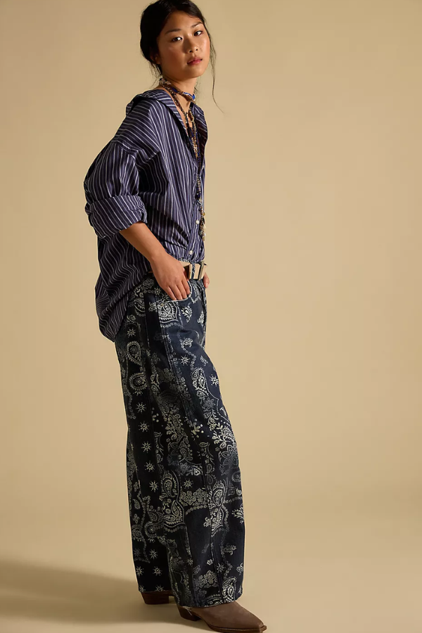 We The Free Good Luck Printed Barrel Jeans