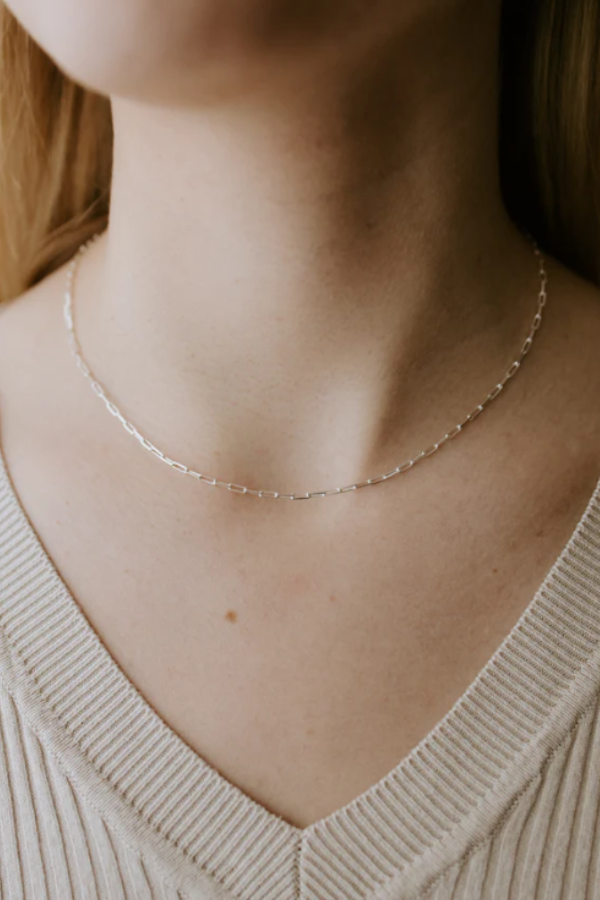 Petite Paperclip Necklace | Sterling Silver 16"