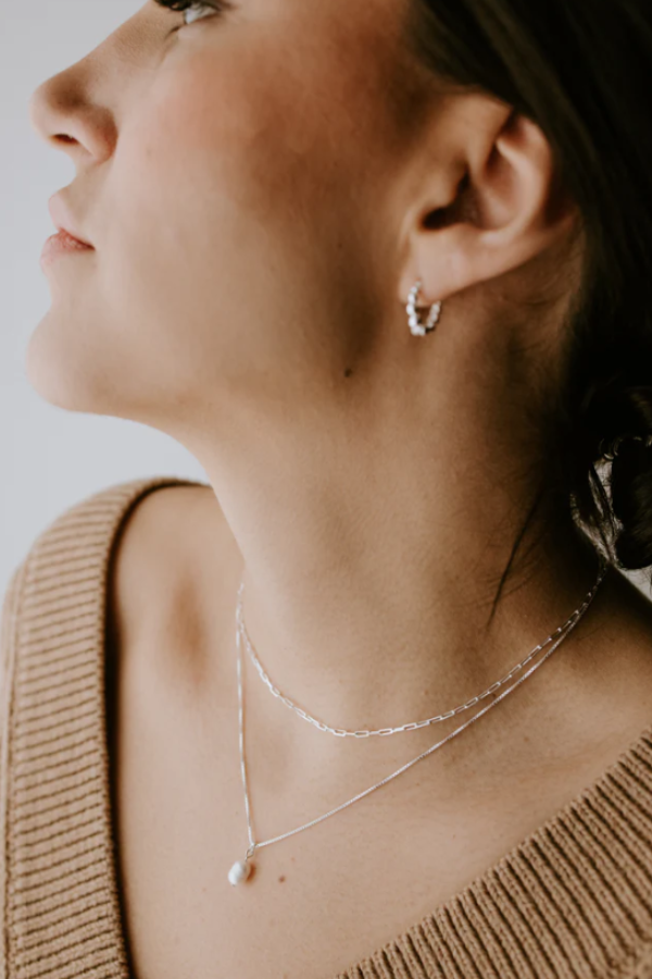 Petite Paperclip Necklace | Sterling Silver 16"