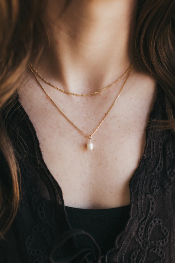 Pearl Drop Necklace 16"