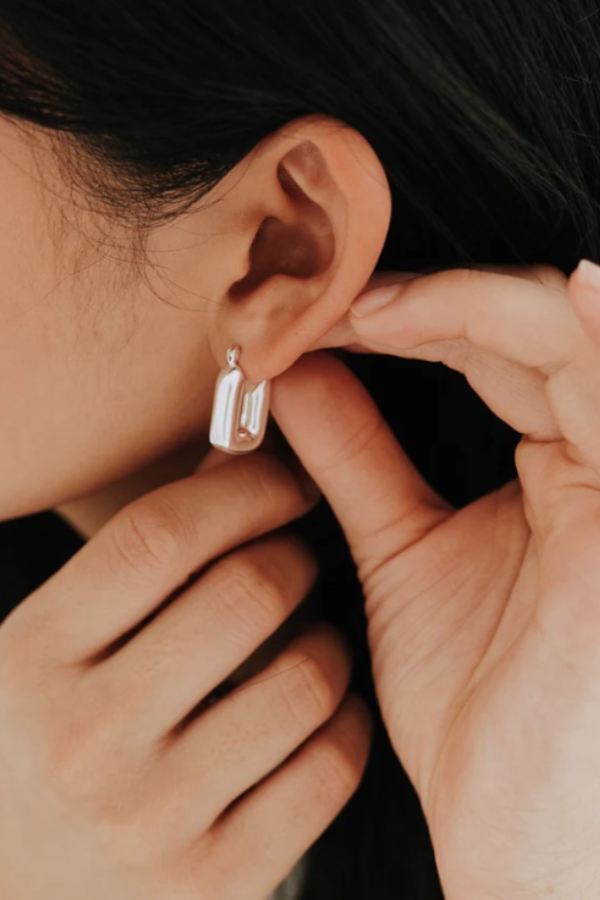 Uptown Rectangle Hoops | Sterling Silver