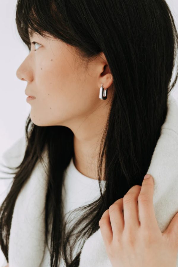 Uptown Rectangle Hoops | Sterling Silver