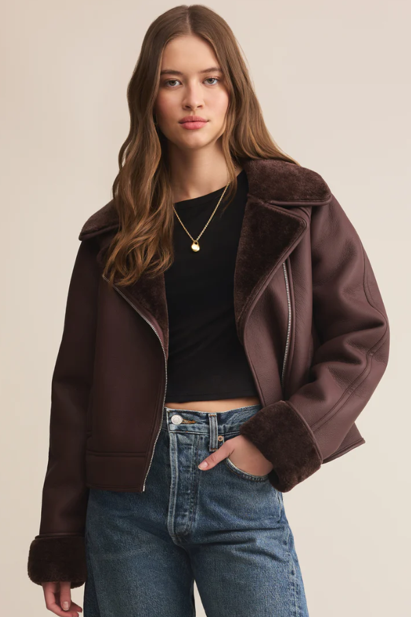 Locklin Vegan Leather Sherpa Jacket