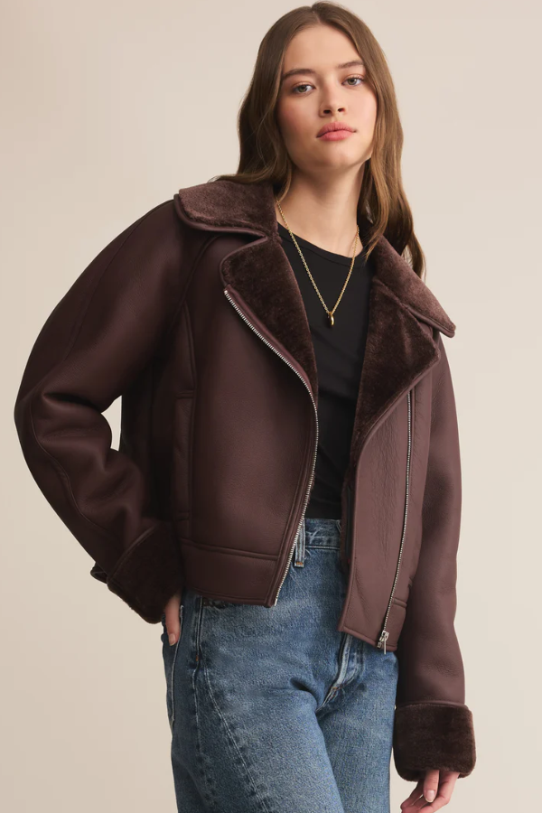 Locklin Vegan Leather Sherpa Jacket