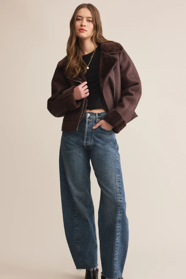 Locklin Vegan Leather Sherpa Jacket