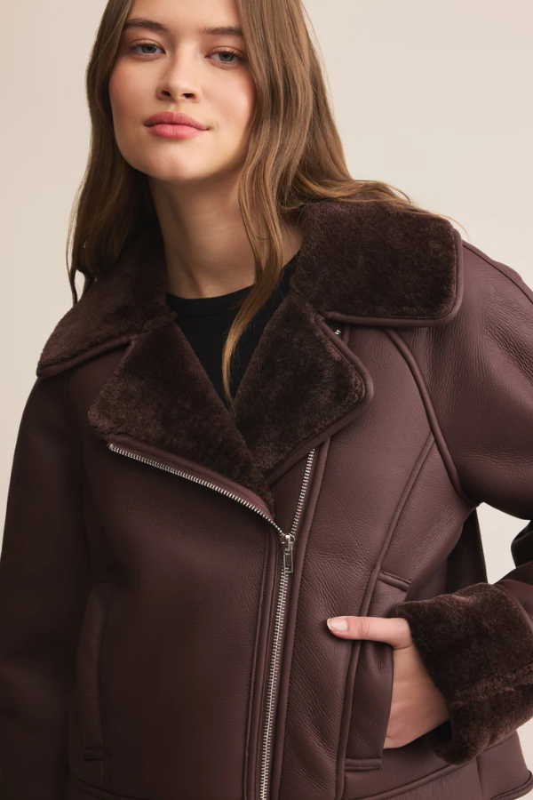 Locklin Vegan Leather Sherpa Jacket