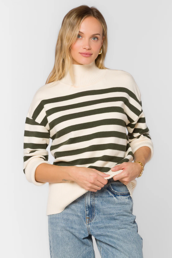 Caden Ivory Pine Stripe Sweater