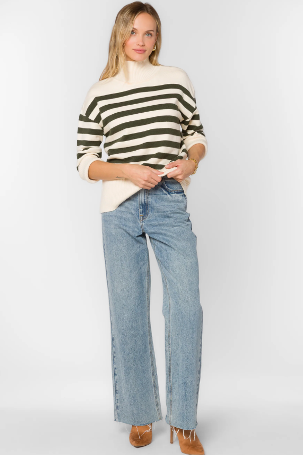 Caden Ivory Pine Stripe Sweater