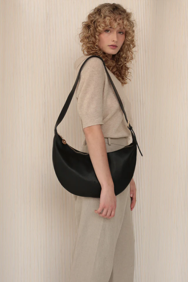 Slouchy Crossbody Bag | Black Pebble