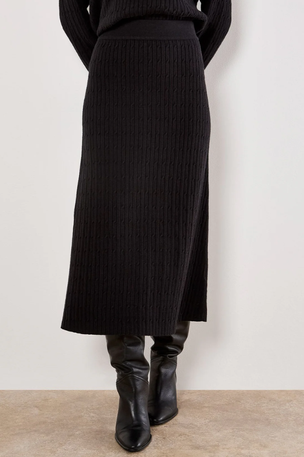 Fine Gauge Cable Knitted Midi Skirt