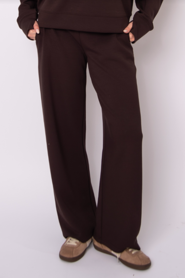 Victoria Soft Knit Scuba Pants | Brown